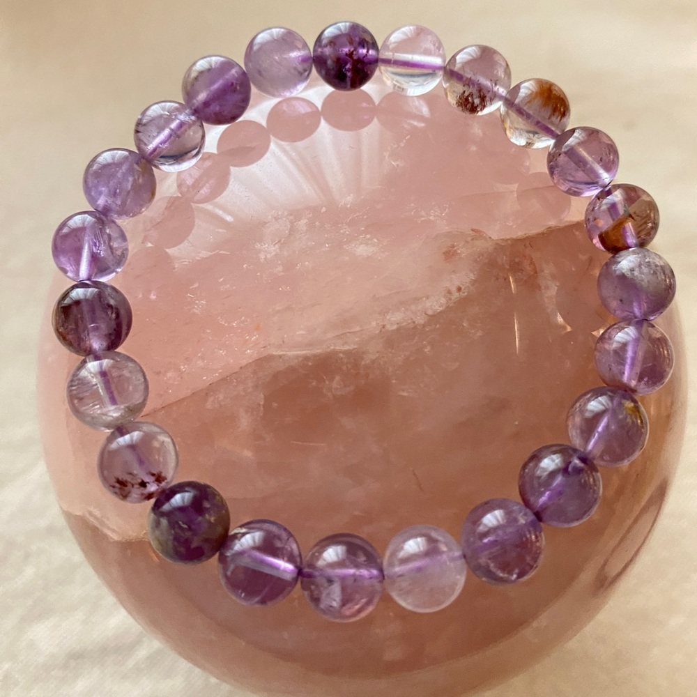 CRYSTAL GEMSTONE SUPER 7 Bracelet. Quality AA Grade 8 mm beads. Handcrafted!